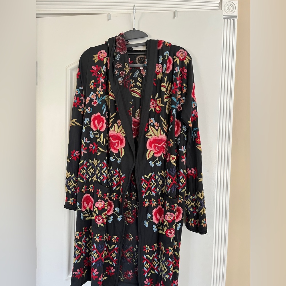 Biya by Johnny Was embroidered jacket with hood.